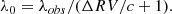 $$ \begin{aligned} \lambda _{0} = \lambda _{obs}/(\Delta RV/c + 1). \end{aligned} $$