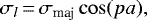 \begin{equation*}\sigma_{l} \,{=}\, \sigma_{\textrm{maj}}\cos(pa),\end{equation*}