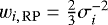 $w_{i, \, \mathrm{RP}} = \frac{2}{3} \sigma_i^{-2}$