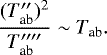 \begin{equation*} \frac{(T_{\textrm{ab}}\prime\prime){}^2}{T_{\textrm{ab}}\prime\prime\prime\prime} \sim T_{\textrm{ab}}. \end{equation*}
