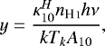 \begin{equation*} y=\frac{\kappa_{10}^Hn_{\ion{H}{I}}h\nu}{kT_{k}A_{10}},\end{equation*}