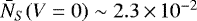 $\bar{N}_{S}(V=0)\sim 2.3\,{\times}\, 10^{-2}$