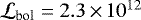 $\mathcal{L}_{\textrm{bol}} = 2.3 \,{\times}\, 10^{12}$
