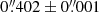 $ 0{{\overset{\prime\prime}{.}}}402 \pm 0{{\overset{\prime\prime}{.}}}001 $