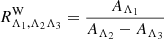 $$ \begin{aligned}&R^\mathrm{W}_{\Lambda _1,\Lambda _2\Lambda _3} = \dfrac{A_{\Lambda _1}}{A_{\Lambda _2} - A_{\Lambda _3}} \end{aligned} $$