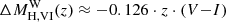 $ \Delta M_{\mathrm{H,VI}}^{\mathrm{W}}(z) \approx - 0.126 \cdot z \cdot (V{-}I) $