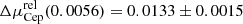 $ \Delta\mu^{\mathrm{rel}}_{\mathrm{Cep}}(0.0056) = 0.0133 \pm 0.0015 $