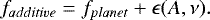 \[ f_{additive} = f_{planet} + \epsilon(A, \nu). \]
