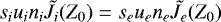 $s_i u_i n_i \tilde{J}_i(Z_0) = s_e u_e n_e \tilde{J}_e(Z_0)$