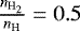 $\frac{n_{\textrm{H}_2}}{n_{\textrm{H}}} = 0.5$