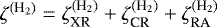 $\zeta^{(\textrm{H}_2)}= \zeta^{(\textrm{H}_2)}_{\textrm{XR}}+ \zeta^{(\textrm{H}_2)}_{\textrm{CR}}+ \zeta^{(\textrm{H}_2)}_{\textrm{RA}}$