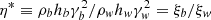 $ \eta^*\equiv\rho_b h_b \gamma_b^2/\rho_{\it w} h_{\it w} \gamma_{\it w}^2 = \xi_b/\xi_{\it w} $