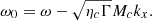 $$ \begin{aligned} \omega _0&= \omega - \sqrt{\eta _c\Gamma }M_ck_x. \end{aligned} $$