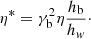 $$ \begin{aligned} \eta ^* = \gamma _{\rm b}^2\eta \frac{h_{\rm b}}{h_{ w}}\cdot \end{aligned} $$