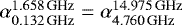 $\alpha_{0.132\,\textrm{GHz}}^{1.658\,\textrm{GHz}}=\alpha_{\textrm{4.760\,GHz}}^{14.975\,\textrm{GHz}}$