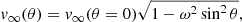 $$ \begin{aligned} { v}_\infty (\theta )= { v}_\infty (\theta =0)\sqrt{1-\omega ^2\sin ^2\theta }, \end{aligned} $$