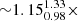 $ {\sim}1.15^{1.33}_{0.98}\times $