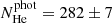 $ N_{\mathrm{He}}^{\mathrm{phot}} = 282 \pm 7 $