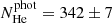 $ N_{\mathrm{He}}^{\mathrm{phot}} = 342 \pm 7 $