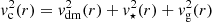 $$ \begin{aligned} { v}^2_{\rm c}(r) = { v}_{\rm dm}^2(r)+{ v}_{\star }^2(r)+{ v}_{\rm g}^2(r) \end{aligned} $$