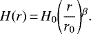 \begin{equation*}H(r)\,{=}\,H_0 \Bigg(\frac{r}{r_0}\Bigg){}^{\beta}. \end{equation*}