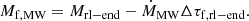 $$ \begin{aligned} M_{\mathrm{f,MW}} = M_{\mathrm{rl-end}} - \dot{M}_{\mathrm{MW}} \Delta \tau _{\mathrm{f,rl-end}}. \end{aligned} $$