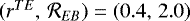 $(r^{TE},\,\mathcal{R}_{EB}) = (0.4,\,2.0)$