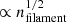 $ \propto n_{\mathrm{filament}}^{1/2} $