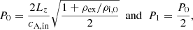 $$ \begin{aligned} P_{0} = \frac{2 L_{z}}{c_{\rm {A,in}}} \sqrt{\frac{1+\rho _{\rm {ex}}/\rho _{\rm {i,0}}}{2}} \ \ \mathrm{and} \ \ P_{1} = \frac{P_{0}}{2}, \end{aligned} $$