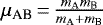 $\mu_{\textrm{AB}}\,{=}\,\frac{m_{\textrm{A}}m_{\textrm{B}}}{m_{\textrm{A}}+m_{\textrm{B}}}$