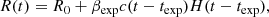 $$ \begin{aligned} R(t) = R_{0}+ \beta _{\rm exp}c(t-t_{\rm exp})H(t-t_{\rm exp}), \end{aligned} $$