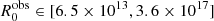$ R_{0}^{\mathrm{obs}} \in [6.5 \times 10^{13}, 3.6 \times 10^{17}] $