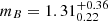 $ m_B = 1.31^{+0.36}_{0.22} $