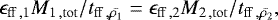 \begin{equation*} \epsilon_{\mathrm{ff \,,1}} M_{\mathrm{1\,,tot}}/t_{\mathrm{ff\,, \bar{\rho_{1}}}} = \epsilon_{\mathrm{ff\,,2}}M_{\mathrm{2\,, tot}}/t_{\mathrm{ff\,,\bar{\rho_{2}}}},\end{equation*}