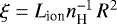 $\xi = L_{\textrm{ion}} n_{\textrm{H}}^{-1} \, R^2$