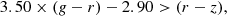 $$ \begin{aligned} 3.50\times ({g}-r)-2.90>(r-z) ,\end{aligned} $$