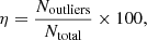 $$ \begin{aligned} \eta =\frac{N_{\rm outliers}}{N_{\rm total}}\times 100,\end{aligned} $$