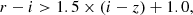 $$ \begin{aligned} r-i>1.5\times (i-z)+1.0 ,\end{aligned} $$