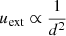 $ u_{\mathrm{ext}} \propto \frac{1}{d^2} $