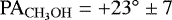 $\mathrm{PA_{CH_{3}OH}}={+}23^{\circ}\pm7$