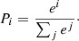 $$ \begin{aligned} P_{i} = \frac{e^{i}}{\sum _{j}^{\,}{e^{j}}}\cdot \end{aligned} $$