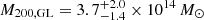 $ M_{200,\mathrm{GL}} = 3.7_{-1.4}^{+2.0} \times 10^{14}\,M_{\odot} $
