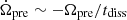$ \dot{\Omega}_{\mathrm{pre}} \sim - \Omega_{\mathrm{pre}}/t_{\mathrm{diss}} $