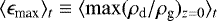 $\langle\epsilon_{\textrm{max}}\rangle_{t} \equiv \langle\mathrm{max}(\rho_{\textrm{d}}/\rho_{\textrm{g}})_{z=0}\rangle_{t}$
