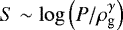 $S \sim \log\left(P/ \rho_{\textrm{g}}^{\gamma}\right)$