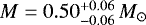$M=0.50^{+0.06}_{-0.06}\,M_{\odot}$