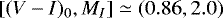$[(V-I)_0,M_I]\simeq (0.86,2.0)$
