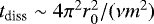 $t_{\textrm{diss}} \sim 4 \pi^{2} r_{0}^{2}/(\nu m^{2})$