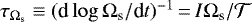 $\tau_{\Omega_{\textrm{s}}} \equiv (\textrm{d} \log\Omega_{\textrm{s}}/\textrm{d}t)^{-1}\,{=}\, I\Omega_{\textrm{s}}/{\cal T}$