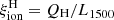 $ \xi_{\mathrm{ion}}^{\mathrm{H}} = Q_{\mathrm{H}}/L_{1500} $